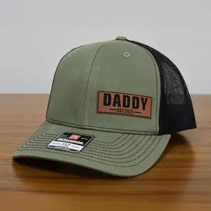 Custom Dad Est Patch Hat, Dad Trucker Hat, Leather Patch Hat, Gift for Husband, Dad Birthday Gift