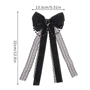 Lolita Lace Bow Ribbon Hair Clip Cute Hairpins Headdress Headband Hair Accessories Women Girls Hair Ornament Pretty Bow Wedding Hair Decor