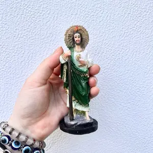5" Inch Saint St. Jude Figure Statue Imagen San Judas Tadeo Estatua New Money God Decor Religious Ornaments Resin Crafted High-Quality Artwork for Spiritual Comfort and Home Decor