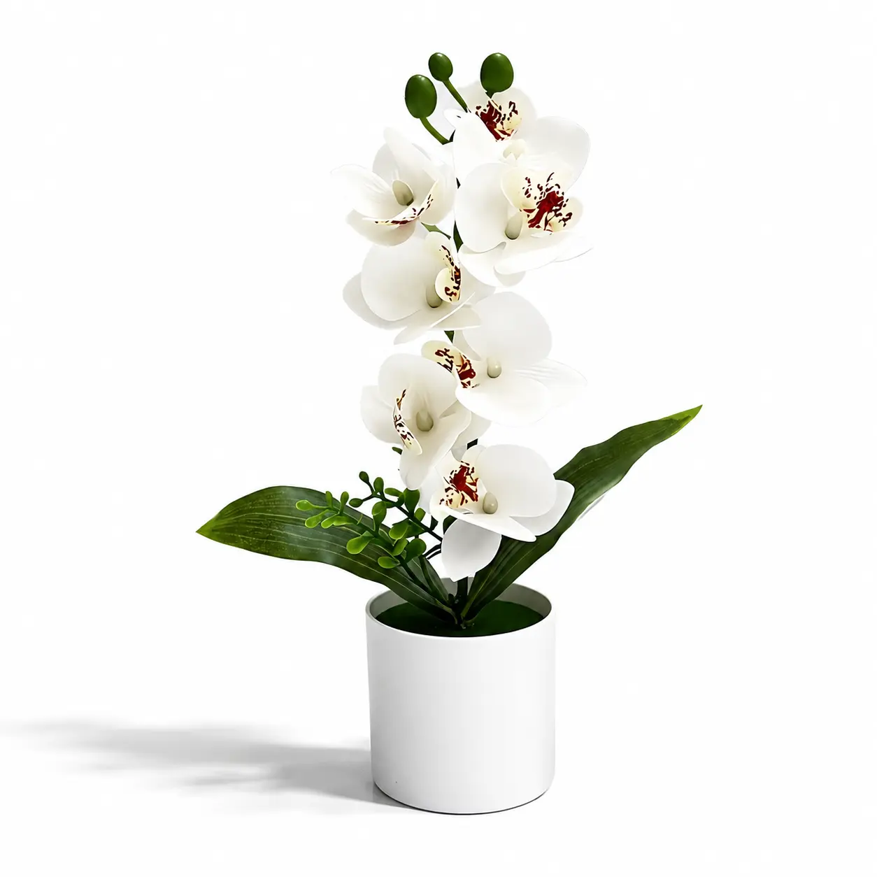 2-Pack Realistic Faux Phalaenopsis Orchid Flowers in Pots - Elegant Artificial Plants with Olive Tree-Inspired Thick Trunk, Red Poinsettia, Preserved Angel Figurine, 6-Color Home Decor for Living Room, Wedding Table Centerpieces