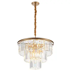 Crystal Chandelier Lighting K9 Crystal Round Chandelier Suspended Ceiling Light Fixture 3 Tier Suitable for Modern Dining Room Living Room Bedroom Stairs