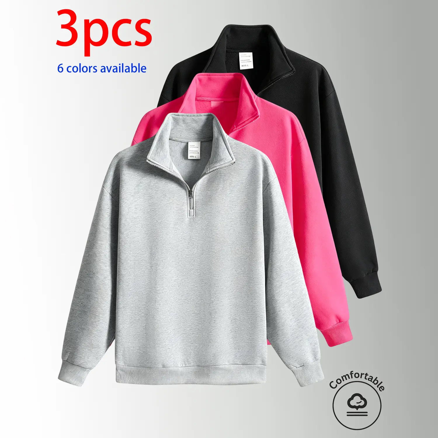 Light gray + rose red + black