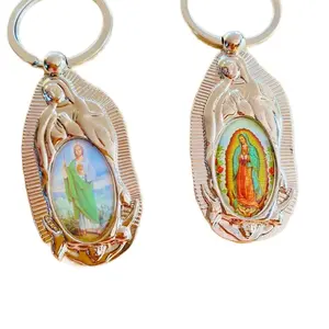 Recuerdos para bautizo, llaveros de San Judas Tadeo y Virgen de Guadalupe Baptism Favors