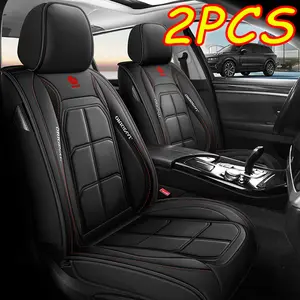 Red Stitching Car Seat Covers 2PCS Distinctive Design Eye-Catching Element Versatile Use for Various Applications Enhancing Functionality