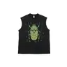 Men's Green Scarab Beetle Vintage Washed Pure Cotton Tank Top - Tshirt, Relaxed Fit, Distressed Look, Mensfashion, Back to School Shopping, Soho Chic