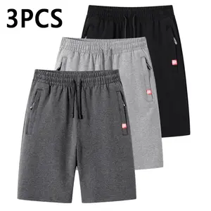 Men’s Casual Shorts 3-Pack  Elastic Waist Drawstring Design, Perfect for Everyday Wear, Home, and Sports; Simple, Stylish, Breathable, Skin-Friendly Summer Must-Have Versatile Knee-Length Shorts