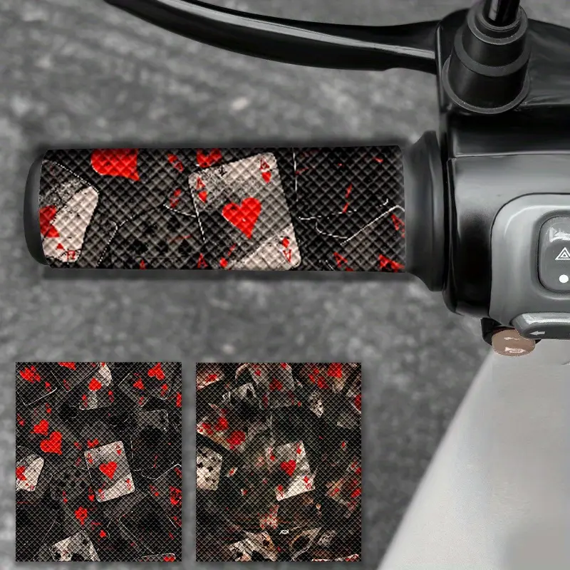 2PCS Vintage Old Playing Card Pattern Design, Motorcycle Grip Decorative Stickers, Creative Motorbike Stickers for Motorbikes Bicycles Motocross, Waterproof Durable Scratches Masking, Non-slip Safety Driving Stickers, Decal Sticker, Sticker Decals