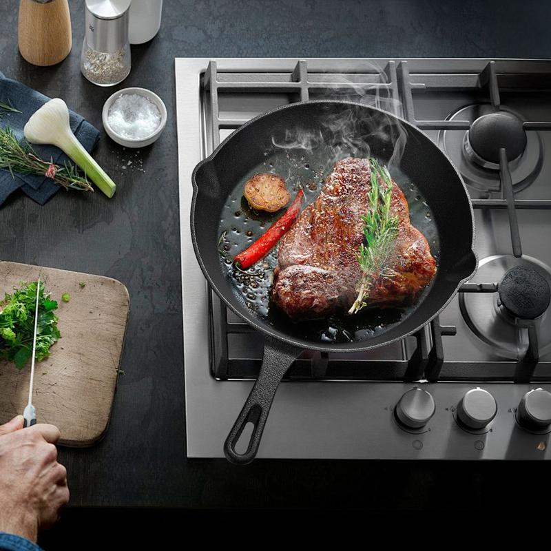 3pcs Cast Iron Cookware Set Heavy Duty Non Stick Pan Multi Functional Frying Pan Skillet And Baking Dish Suitable For Kitchen Outdoor Use Perfect For Cooking Steak Chicken