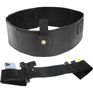 Black Belly Band Holster - Cowhide Leather Comfortable Carry, Ambidextrous, Water-Resistant, Compatible with Glock, Smith & Wesson - Unisex2026