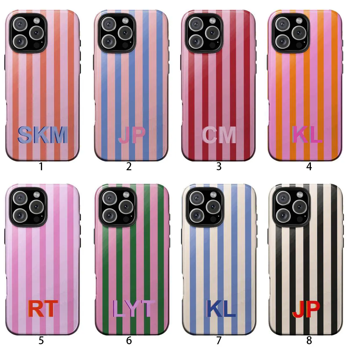 Custom Monogram Retro Vertical Stripe Shockproof Smartphone Case - Personalized Name Initial Casing, Luxury Protection, Chic Rubber Cover, Wireless-Compatible Accessory for Mobile Devices