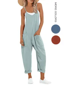 Aswulk One Piece Jumpsuits for Women Casual Overalls Sleeveless Strap Rompers Travel Vacation Outfits Fall Fashion Clothes