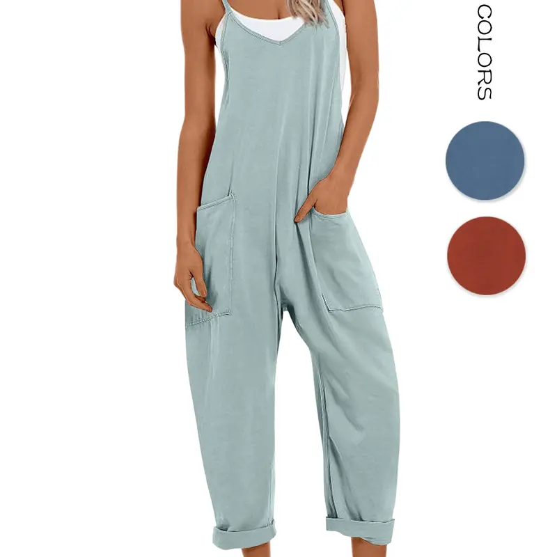Aswulk One Piece Jumpsuits for Women Casual Overalls Sleeveless Strap Rompers Travel Vacation Outfits Fall Fashion Clothes