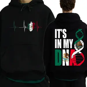 “It’s In My DNA” Mexico Heritage T-Shirts, Crewneck Sweatshirts & Hoodie – Mexican Flag Heartbeat Tee | Proud Latino Roots Streetwear | Cultural Identity Graphic Top for Men & Women vgf