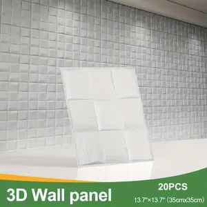 New 20PCS 3D Wall Panels Peel and Stick 13.7"*13.7" White Brick Wallpaper for Walls 3D Wall Tiles Textured FoamSelf-Adhesive Wallpaper for Interior Wall Decor kitche and Bathroom Home Decoration (WHITE