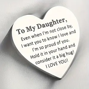 Heart-Shaped Pocket Gift for Daughter, Express Love with Mom & Dad Hugs, Perfect Small Token of Affection, 1pc Heart Item, Heartfelt Messages