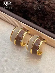 Women's Elegant French Vintage Stud Earrings, Geometric Irregular C Shape Design, Casual Fashion Mini Ear Rings for All Seasons