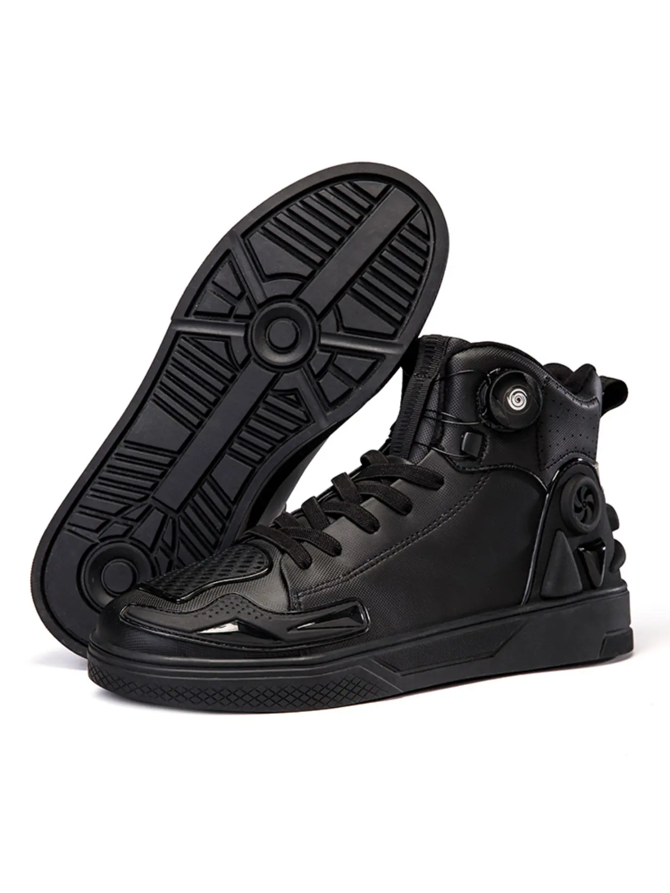 Men's Motorcycle Riding Shoes, Anti-Slip Racing Boots, Motorcycle Buckle Boots, Waterproof Safety Design, Comfortable and Secure, Ideal for Motorbike Travel, Protective Footwear