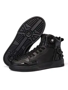 Men's Motorcycle Riding Shoes, Anti-Slip Racing Boots, Motorcycle Buckle Boots, Waterproof Safety Design, Comfortable and Secure, Ideal for Motorbike Travel