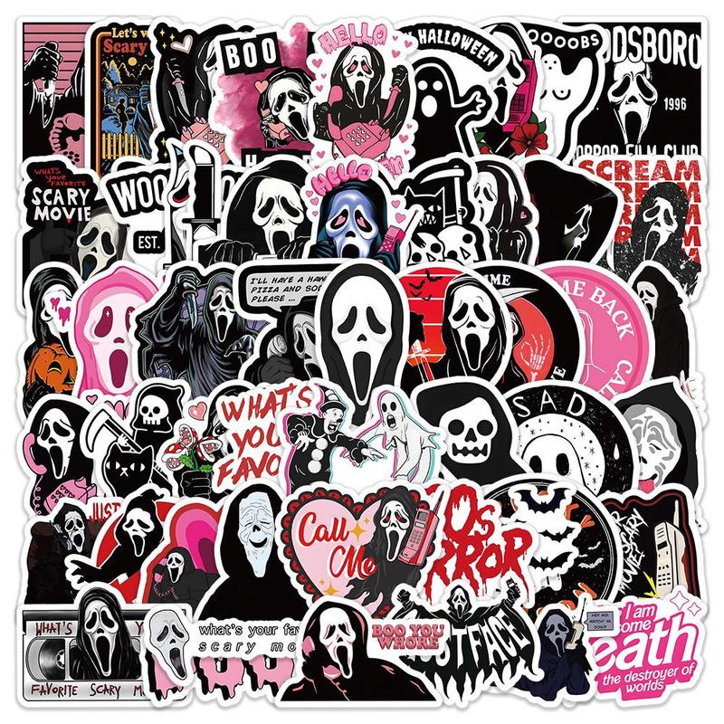 50Pcs Cute Gothic Skull Stickers Ghostface For Laptop Water Bottle ...