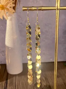 Elegant Sequined Long Fringe Earrings, Women's Unique Design High-End Wheat Ear Dangle, Exotic Silver Color Jewelry, Daily Wear