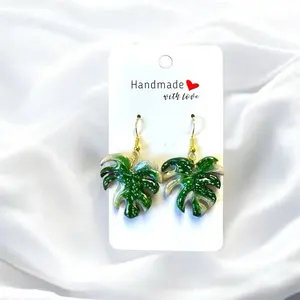 Handmade and Hand Painted Thai Constellation Monstera Clay Earrings