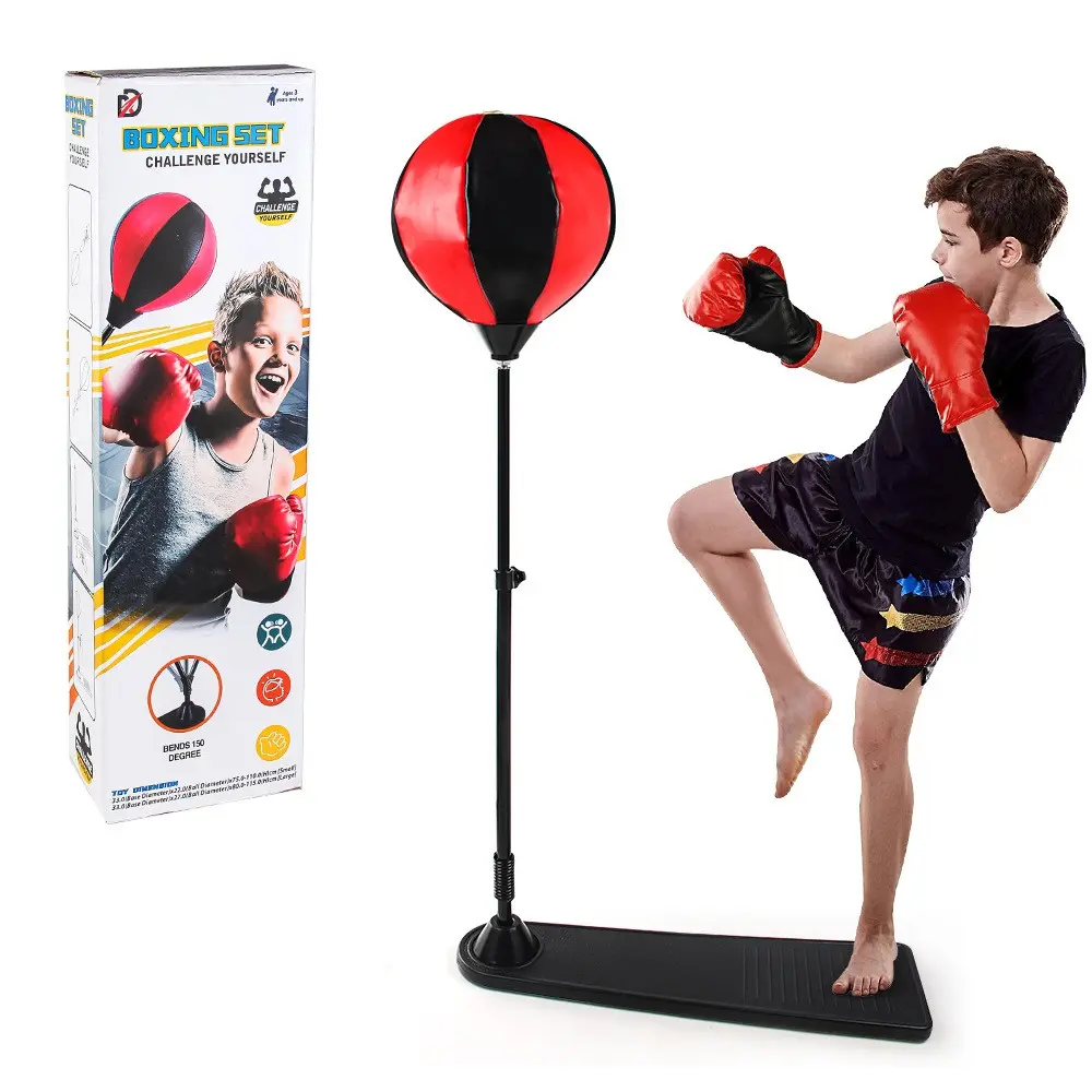 Adjustable Base Boxing Ball Set, Indoor/outdoor Foot Pedal Speed Ball with Gloves, Kids/adults Boxing Set, Sports Leisure Family Interaction, Boxing Equipment, Boxing Speed Trainer