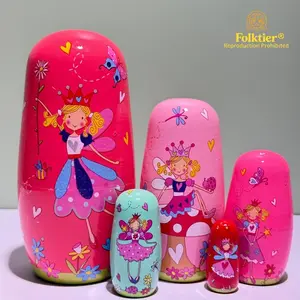 1 Set Russian Nesting Dolls, Angel Matryoshka Dolls, Wooden Educational Toys for Kids, Crafts & Collectible Souvenirs, Ideal Gifts for Christmas Halloween Easter Thanksgiving Valentine's Day Ramadan New Year Birthday Party Wedding.