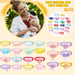 Set Of 22 Dog Collars For Dogs Spring Summer Cute Puppy Bow Ties Adjustable Neckties Set Bow Collar For Pet Decoration Supplies