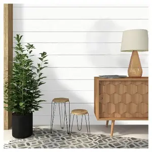 Threshold Textured Shiplap 198"x20.5" Peel and Stick Wallpaper Rustic, White