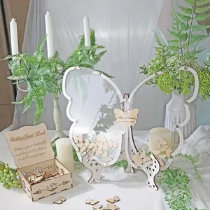 Elegant Butterfly Theme Guest Book Replacement Set, Includes Acrylic Butterflies, Wooden Butterflies, Stand, Decorative Box, Perfect for Weddings, Party Decoration