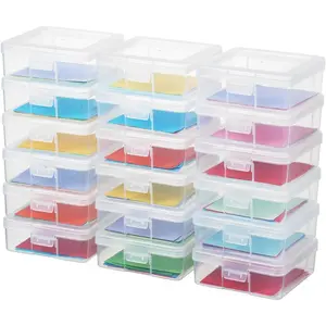Stackable Plastic Clear Storage Box Containers with Latching Lid - Art Craft Supply Organizer Storage Containers for Pencil Box, Crayon, Beads, Jewelry (18 Pack Small -Clear)