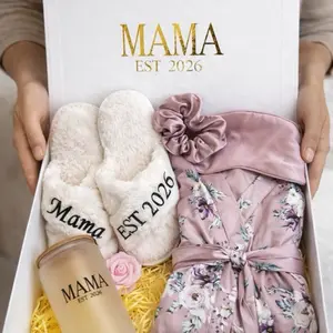 Mama Est. 2026 Luxury Gift Box | Mom-to-Be Gift | Pregnancy Announcement Box | New Mom Pampering Set Lightweight Floral Themed Gift Box Satin