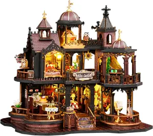 Spilay DIY Miniature House Kit, Edinburgh Castle Dollhouse with Music Box and Dust Cover, 3D Wooden Puzzle Book Nook Kit for Adult, Creative Bookshelf Decor&Unique Gift for Teens & Book Lovers