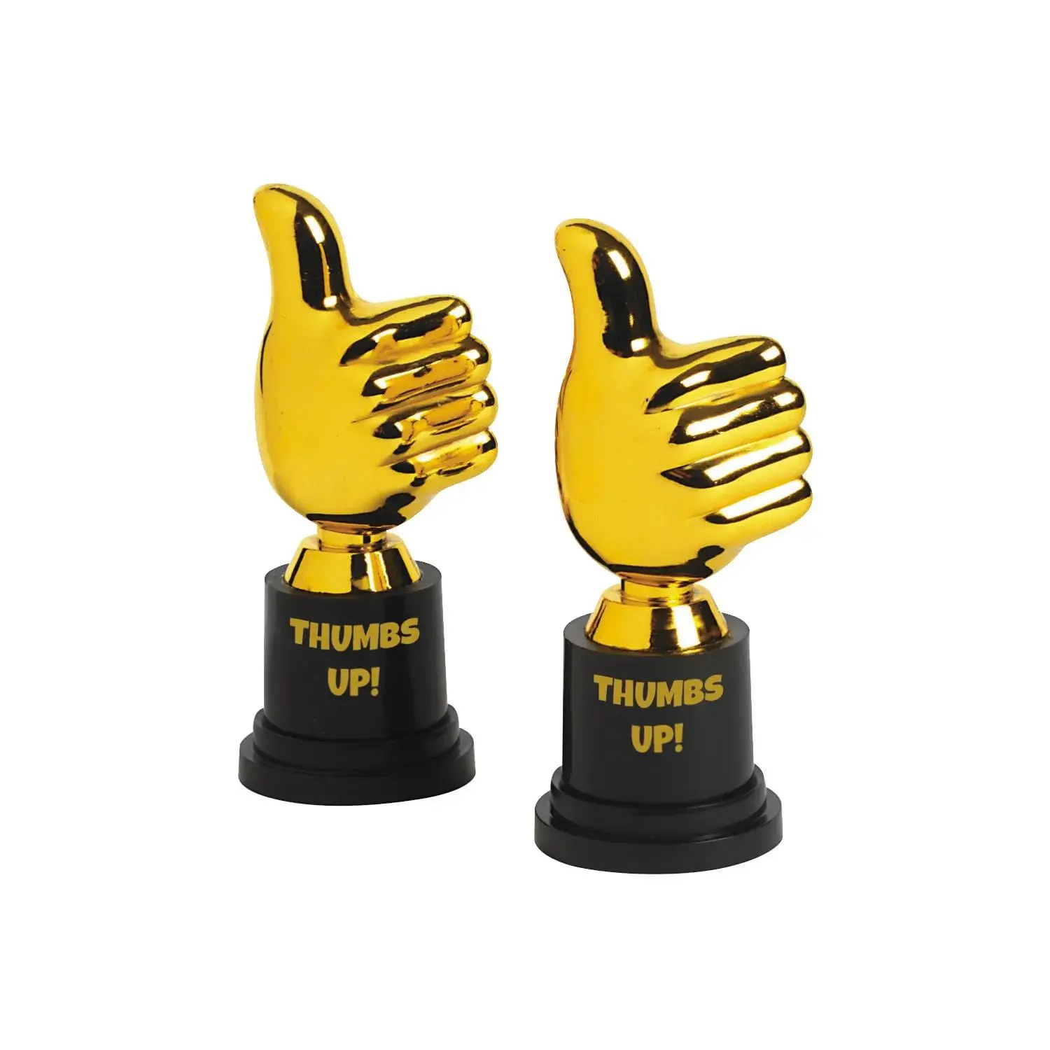 5" Goldtone Thumbs Up Plastic Award Trophies - 12 Pc.