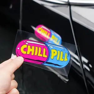 Car sticker, waterproof motorcycle blue and red calm pill reflective sticker, suitcase sticker notebook skateboard personalized