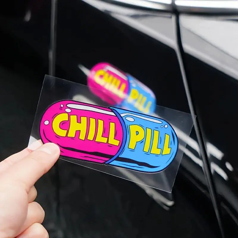Car sticker, waterproof motorcycle blue and red calm pill reflective sticker, suitcase sticker notebook skateboard personalized