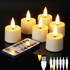 Rechargeable Candles,  Lights Candles  Operated with Remote, Flameless Votive Candles with 2/4/6/8h Timer Flickering for  Decor- Dia 1.5" x H 2.3"- 6 Pack