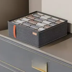 Drawer Closet Storage Organizer, Grid Divider Box for Bra, Socks and Underwear, Space Saving Home Dorm Wardrobe Organization