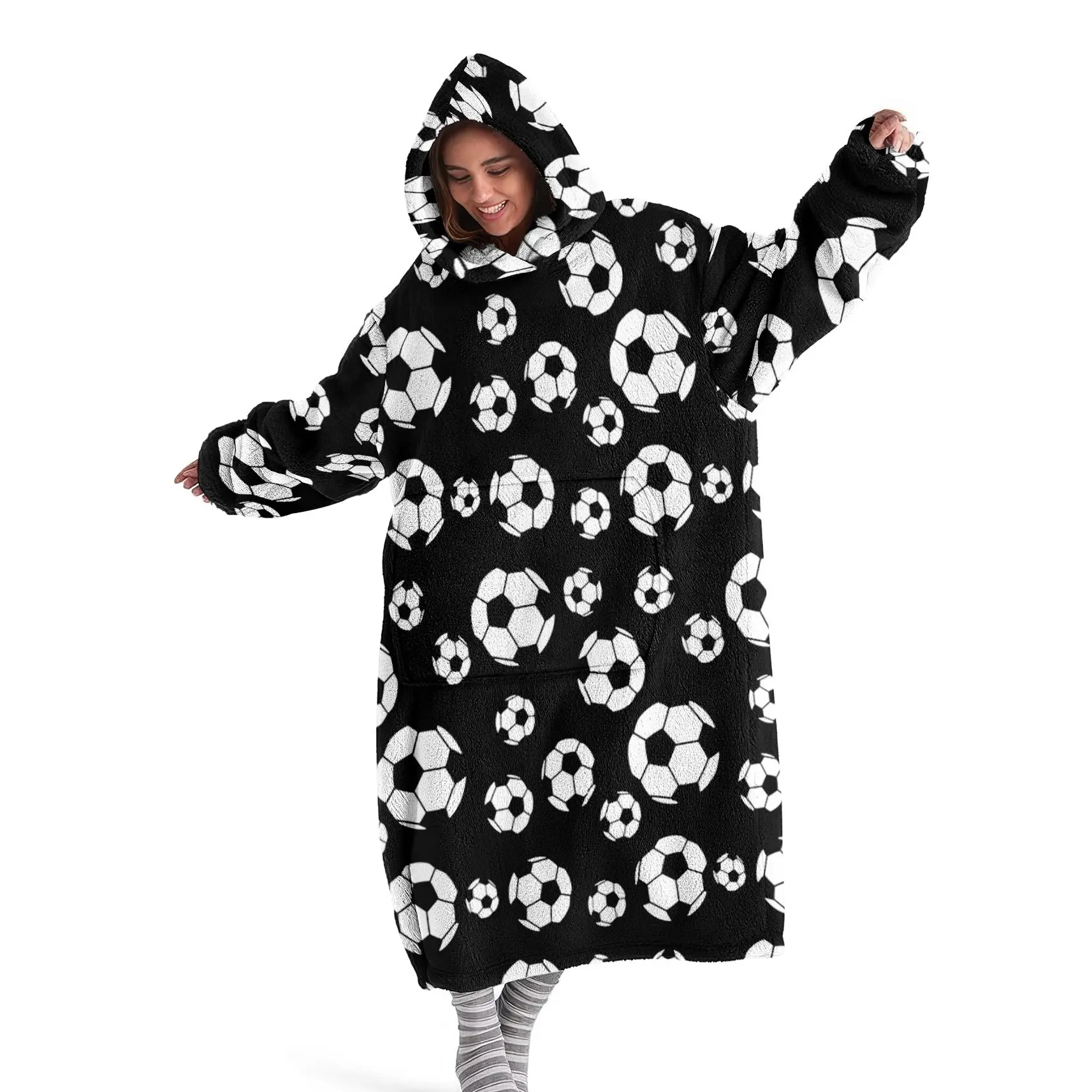 hoodie blanket，Wearable Blanket，Unisex Hooded Blanket Sweatshirt, Wearable Football Print, Super Soft Warm Comfort, Home Leisure, Outdoor Use, Perfect Gift，Christmas Gift,Valentine's Day gift, Cozy Hooded Blanket