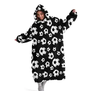 hoodie blanket，Wearable Blanket，Unisex Hooded Blanket Sweatshirt, Wearable Football Print, Super Soft Warm Comfort, Home Leisure, Outdoor Use, Perfect Gift，Christmas Gift,Valentine's Day gift, Cozy Hooded Blanket