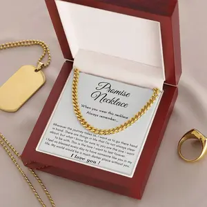 To My Man Promise Necklace For Him, Boyfriend From Wife, Husband, Girlfriend. Father's Day Birthday, Anniversary Gifts With Messages, Christmas