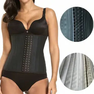 Women 25 Steel Boned Waist Trainer Corset Front Hook Closure Latex High Compression Tummy Control Waist Cincher