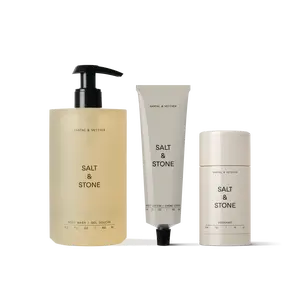 Salt & Stone Santal Set - Complete Body Care Set With Body Wash, Lotion, And Deodorant For Men And Women