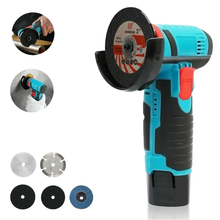 Cordless Mini Angle Grinder, 12V Cordless Mini Brushless Angle Grinder Kit with 5 Gutting Blades for Cutting Grinding Polishing, Home Projects, Christmas Gift, Easy to Carry