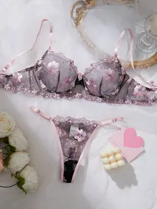 《Fling Night》Lace Bra Set | Floral Embroidery | Soft & Romantic Look | Gooseberry | Hot&Sexy Lingerie Set