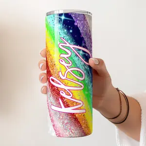 Personalized Pride Rainbow 20oz Custom Tumbler Bottle Drinkware Handmade Water Bottles