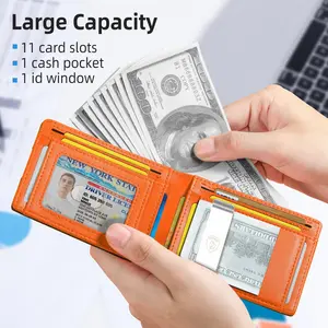 VTLASK 2026 Slim Wallet for Men with 11 cardSlots Rfid Blocking Carbon Fiberwallets Bifold Credit Card Holder Minimalist Leather With Gift Box ducttape wallets black trend recto verso