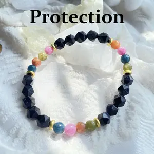Natural Black Spinel & Rainbow Crystal Protective Bracelet, Guardian & Emotional Healing Balance Bracelet, Irregular Stone Design, April Birthstone, Versatile Unisex Accessory, Mother's Day / Teacher's Day / Nurses' Day Gift Choice