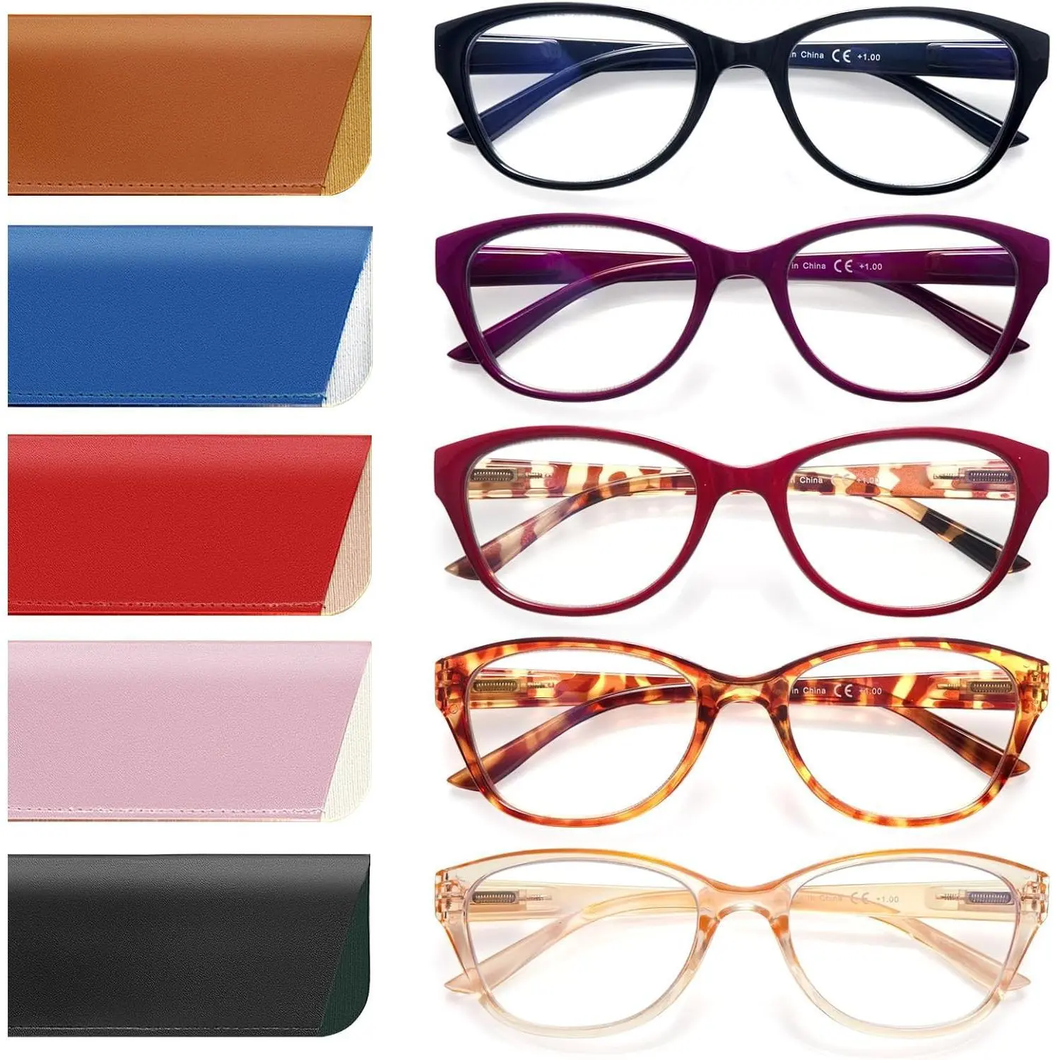 5 Pack Reading Glasses for Women Blue Light Blocking Computer Readers with Spring Hinge Anti Eye Strain Eyewear