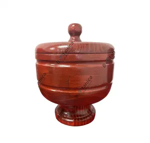 BATEAS DE MADERA Wooden Container with Round Top and Flat Base for Storage and Display - Bottles